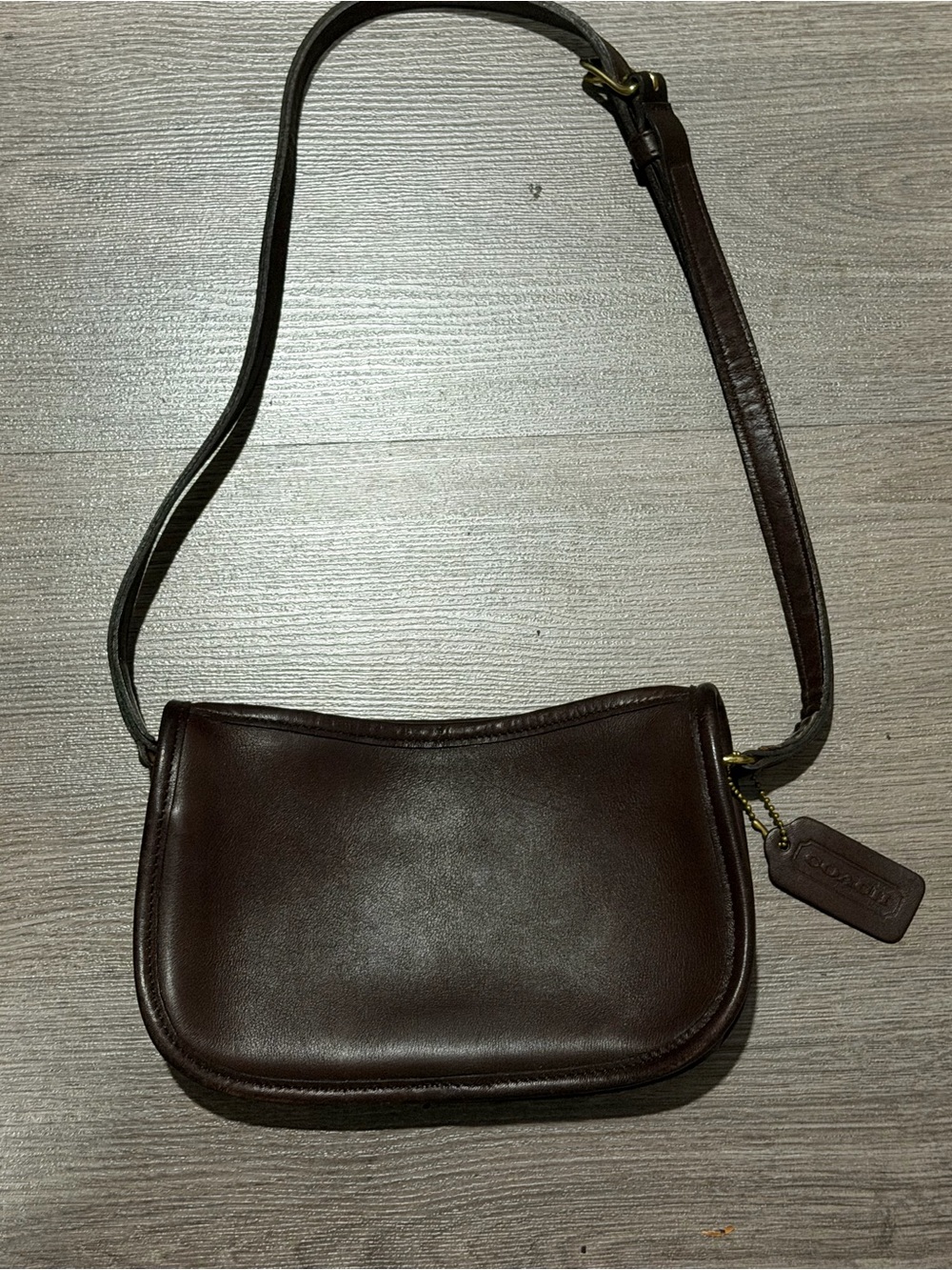 Coach Dark Brown Leather Saddle Crossbody with Tagged Charm